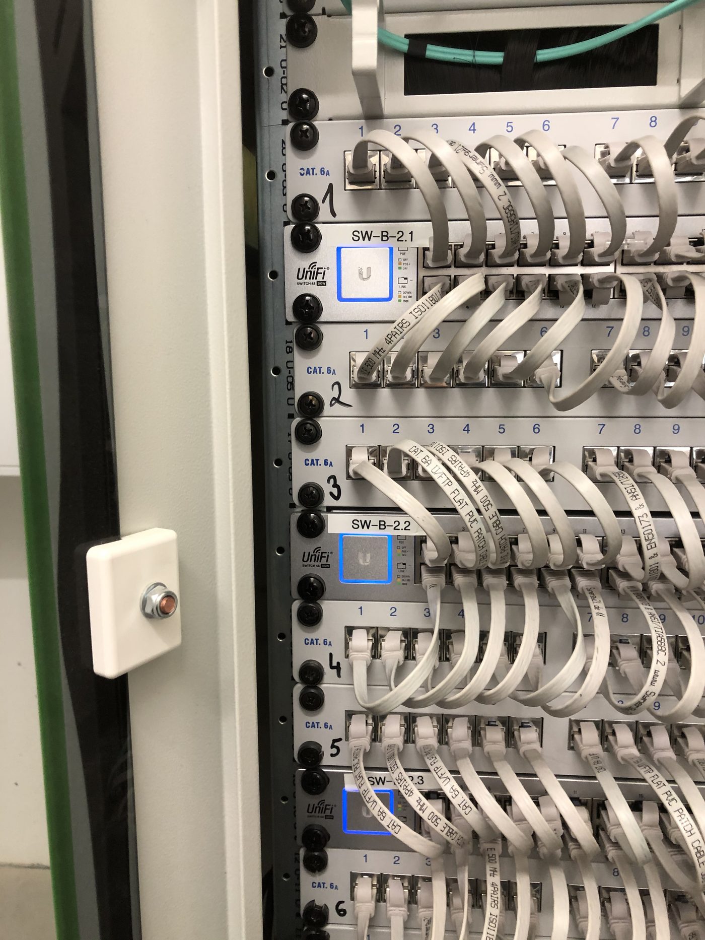 UniFi Switches mit CAT.6A Patchkabeln, Gebäude B